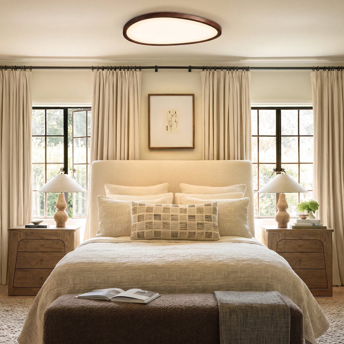 Ultra Thin Dark Wooden Ceiling Light